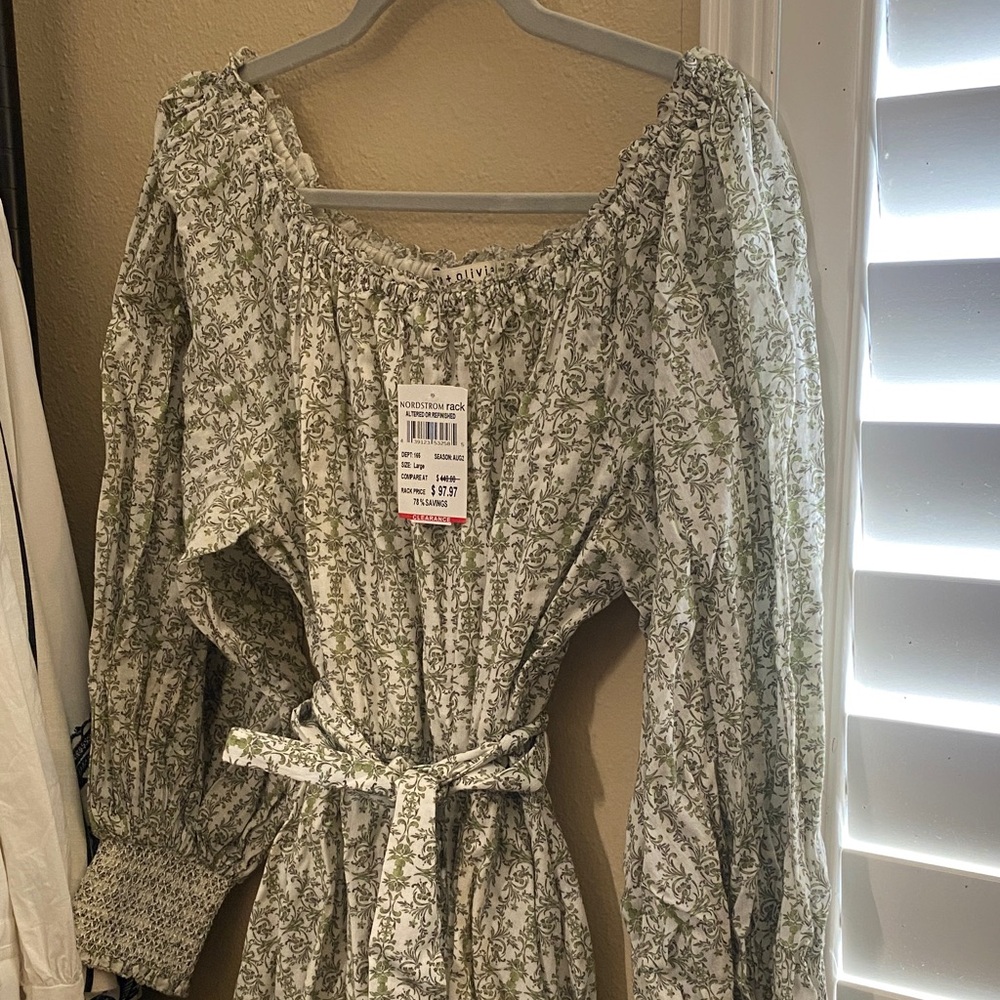 Alice + Olivia Green and White Floral Dress
